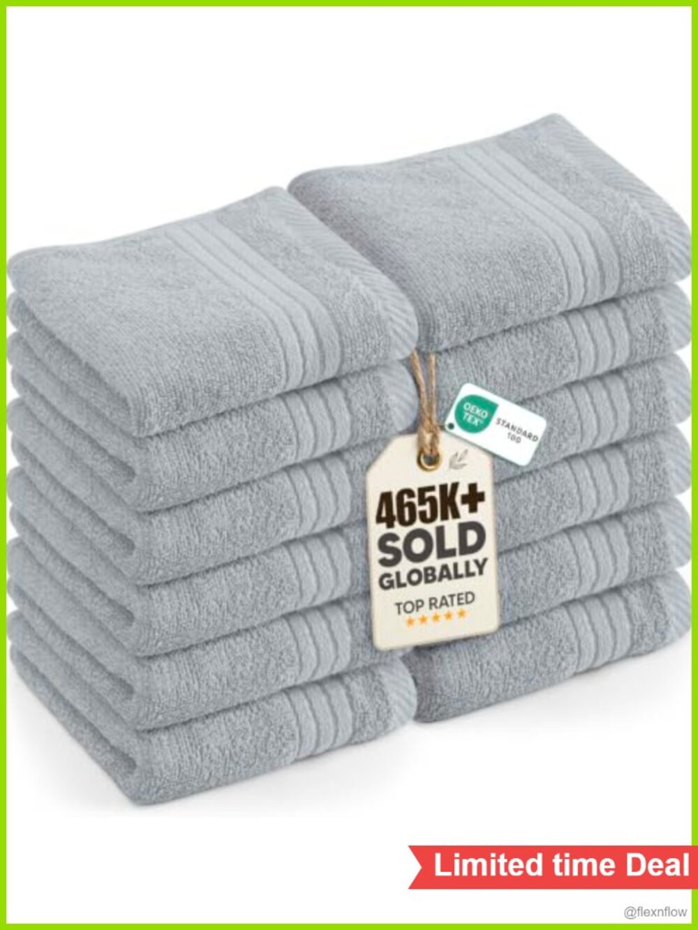 12 Pack Premium Cotton Wash Cloths 12x12 Absorbent Spa Gym